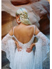 Cold Shoulder Ivory Lace V Back Bohemian Wedding Dress